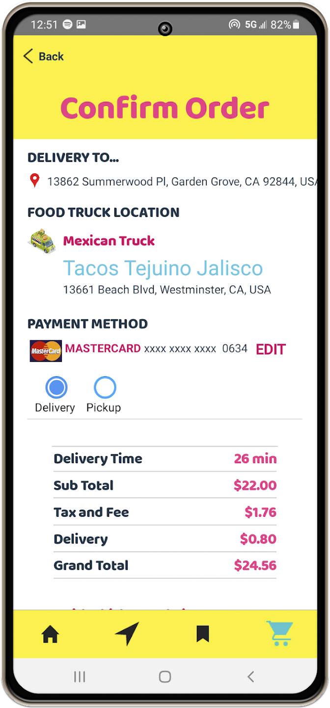 Munch Citi Mobile App confirm order